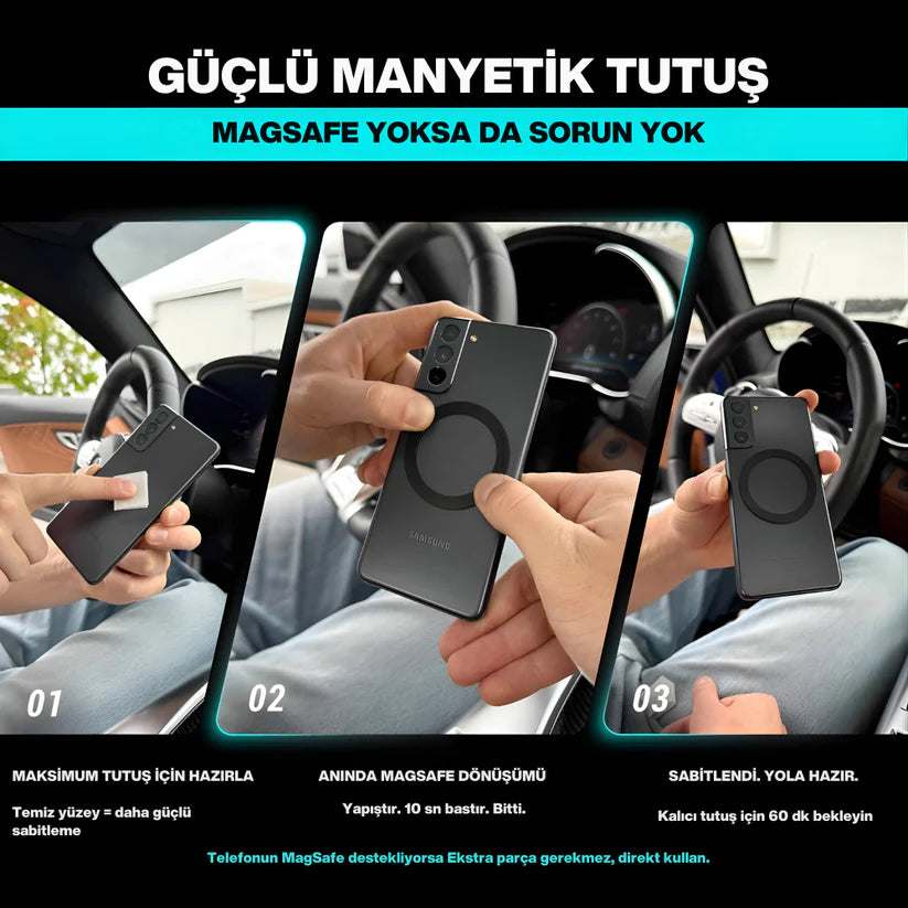 "360° Manyetik Telefon Tutucu – Vakumlu & Güçlü"