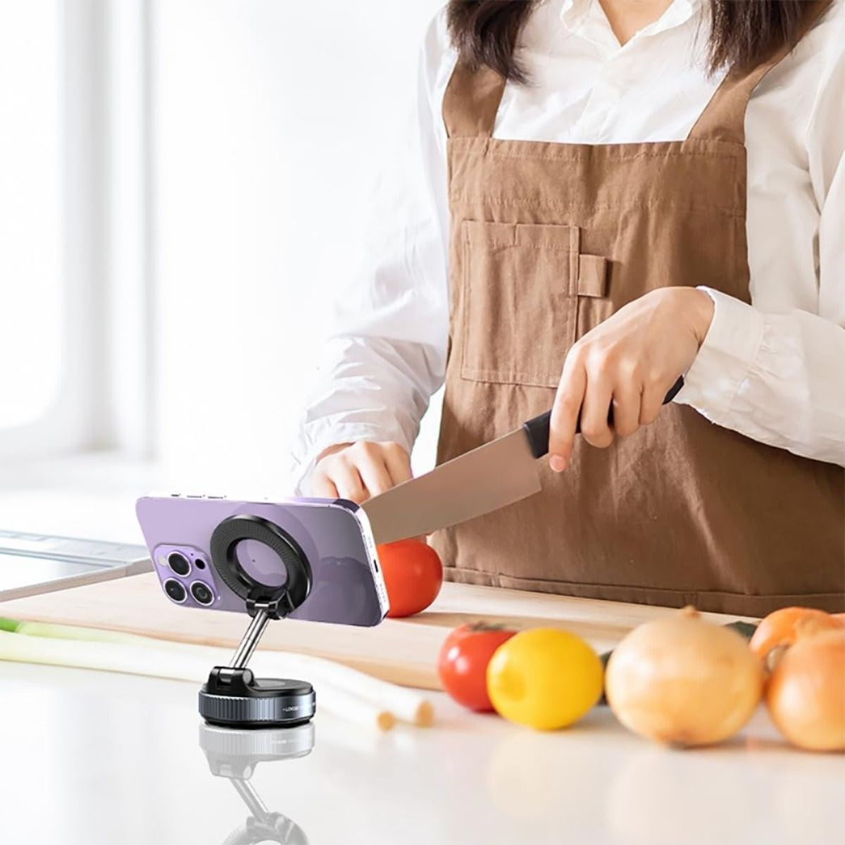 360° Döner Başlıklı Vakumlu Emişli Manyetik Telefon Tutucu